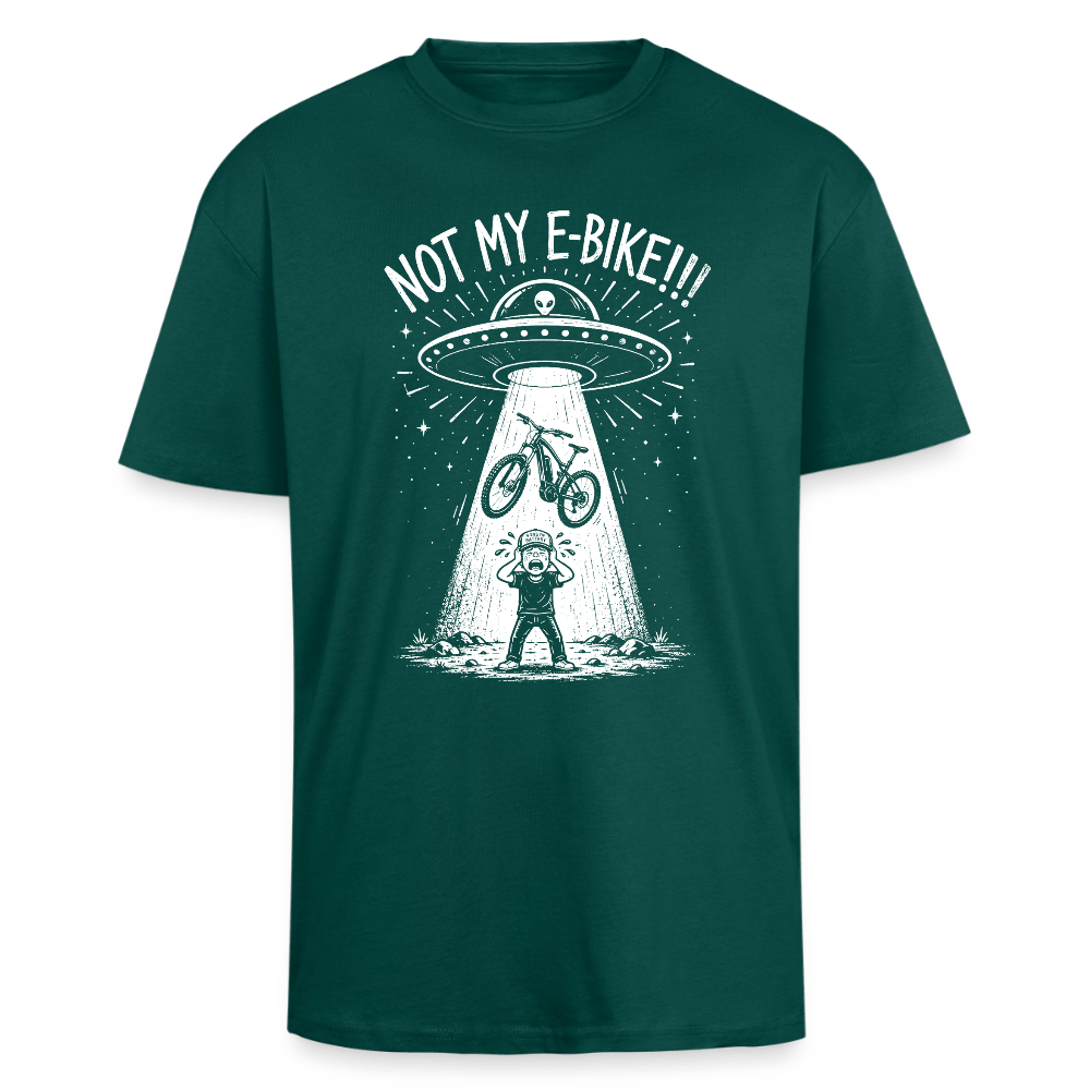 Spreadconnect Oversized Heavyweight Unisex T-Shirt hunter Green / XS ALIENS STOLE MY E-BIKE - Oversized Heavyweight Unisex T-Shirt E-Bike-Community
