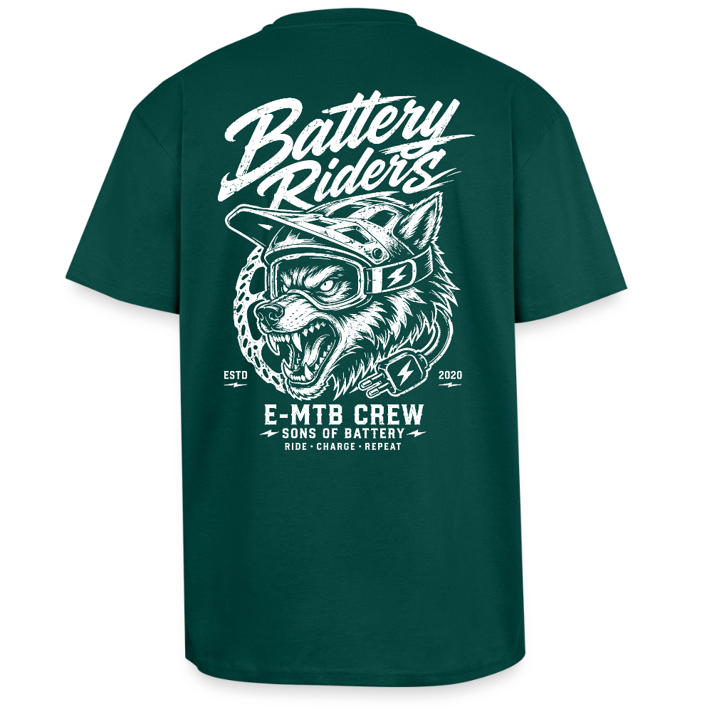 Spreadconnect Oversized Heavyweight Unisex T-Shirt hunter Green / XS Battery Riders - Oversized Heavyweight Unisex T-Shirt E-Bike-Community