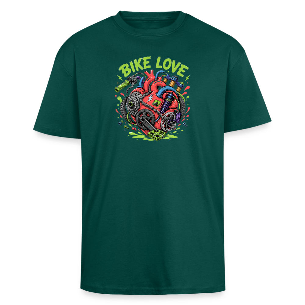Spreadconnect Oversized Heavyweight Unisex T-Shirt hunter Green / XS BIKE LOVE - Oversized Heavyweight Unisex T-Shirt E-Bike-Community