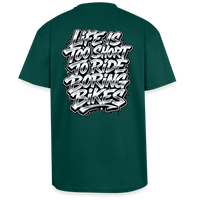 Spreadconnect Oversized Heavyweight Unisex T-Shirt hunter Green / XS LIFE IS TOO SHORT TO RIDE BORING BIKES - Oversized Heavyweight Unisex T-Shirt E-Bike-Community