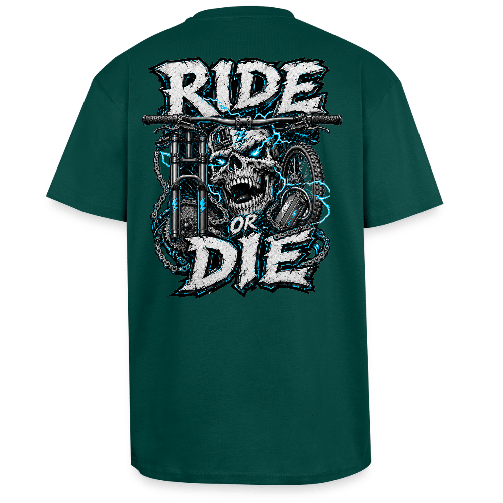 Spreadconnect Oversized Heavyweight Unisex T-Shirt hunter Green / XS RIDE OR DIE - SKULL - BYB Oversized Heavyweight Unisex T-Shirt E-Bike-Community