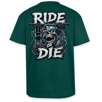 Spreadconnect Oversized Heavyweight Unisex T-Shirt hunter Green / XS RIDE OR DIE - SKULL - BYB Oversized Heavyweight Unisex T-Shirt E-Bike-Community