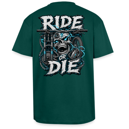 Spreadconnect Oversized Heavyweight Unisex T-Shirt hunter Green / XS RIDE OR DIE - SKULL - BYB Oversized Heavyweight Unisex T-Shirt E-Bike-Community