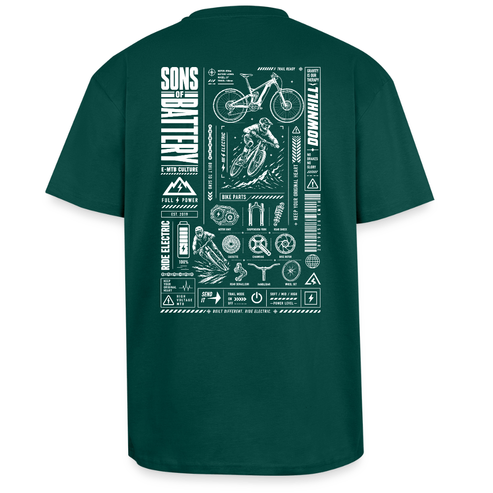 Spreadconnect Oversized Heavyweight Unisex T-Shirt hunter Green / XS SONS OF BATTERY - FULL POWER - Oversized Heavyweight Unisex T-Shirt E-Bike-Community