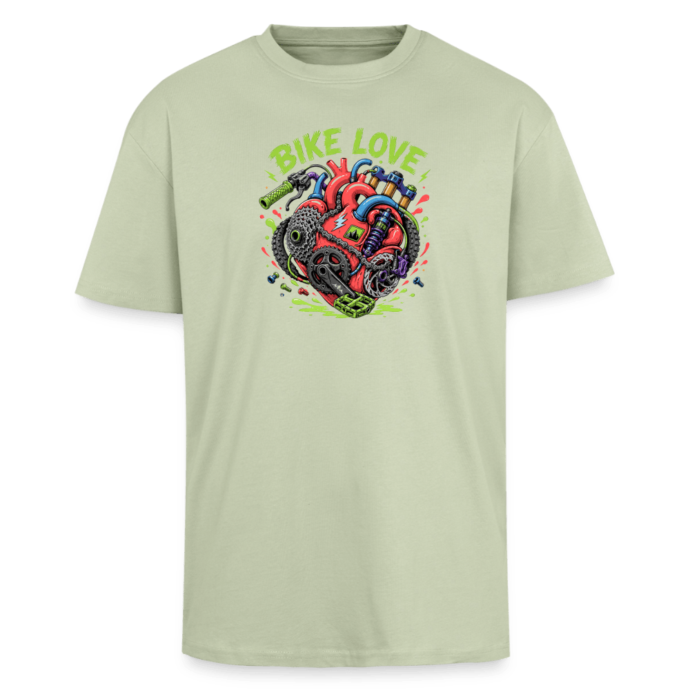 Spreadconnect Oversized Heavyweight Unisex T-Shirt Leichtes Salbeigrün / XS BIKE LOVE - Oversized Heavyweight Unisex T-Shirt E-Bike-Community