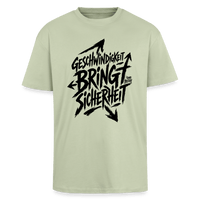 Spreadconnect Oversized Heavyweight Unisex T-Shirt Leichtes Salbeigrün / XS Geschwindigkeit bringt Sicherheit - Oversized Heavyweight Unisex T-Shirt E-Bike-Community