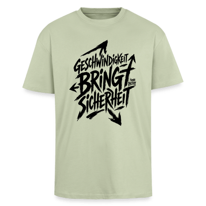 Spreadconnect Oversized Heavyweight Unisex T-Shirt Leichtes Salbeigrün / XS Geschwindigkeit bringt Sicherheit - Oversized Heavyweight Unisex T-Shirt E-Bike-Community