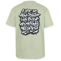 Spreadconnect Oversized Heavyweight Unisex T-Shirt Leichtes Salbeigrün / XS LIFE IS TOO SHORT TO RIDE BORING BIKES - Oversized Heavyweight Unisex T-Shirt E-Bike-Community
