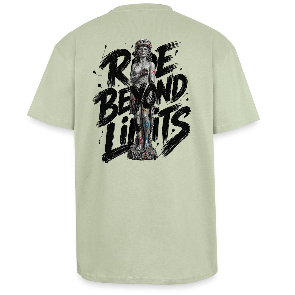 Spreadconnect Oversized Heavyweight Unisex T-Shirt Leichtes Salbeigrün / XS RIDE BEYOND LIMITS - ANCIENT SOB - Oversized Heavyweight Unisex T-Shirt E-Bike-Community