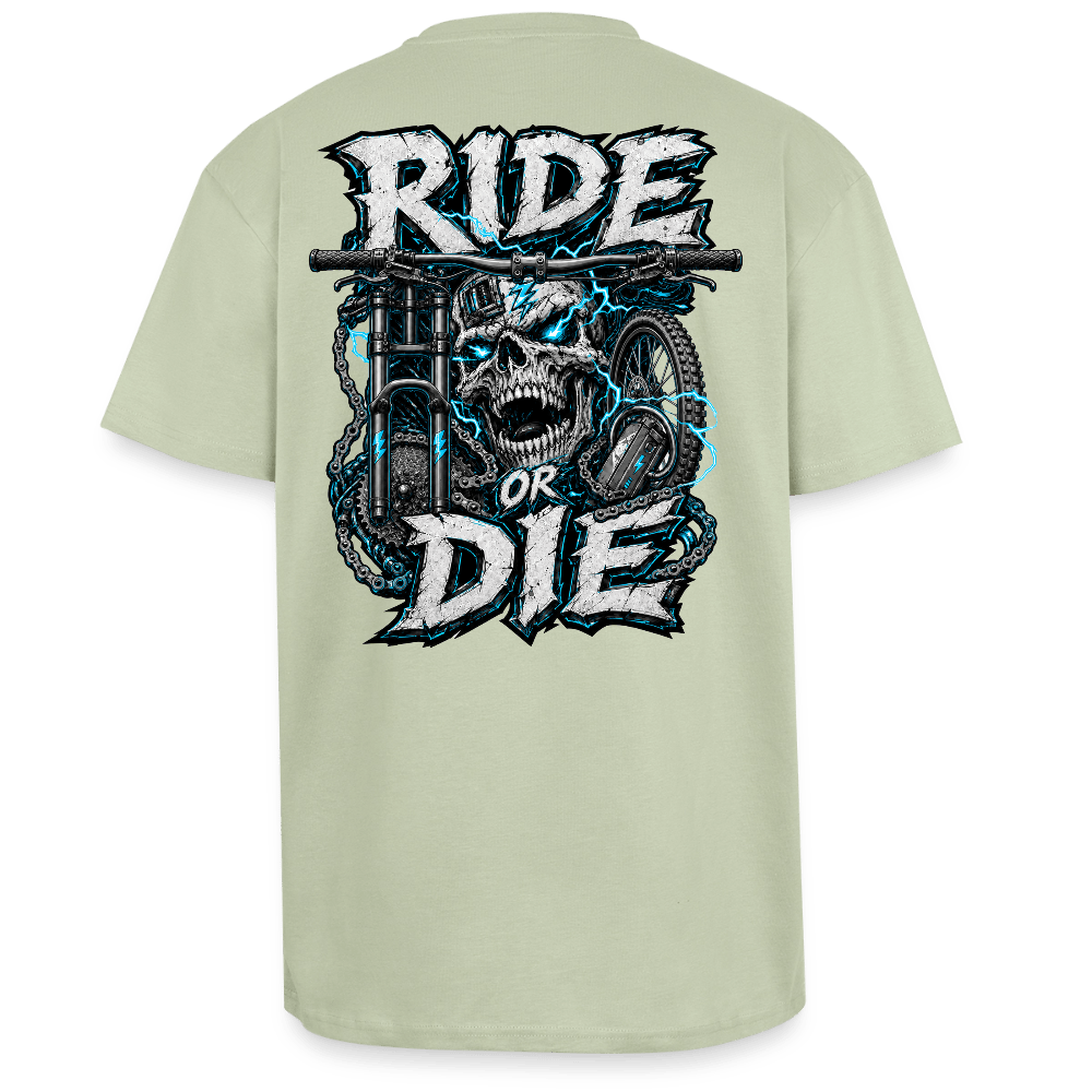 Spreadconnect Oversized Heavyweight Unisex T-Shirt Leichtes Salbeigrün / XS RIDE OR DIE - SKULL - BYB Oversized Heavyweight Unisex T-Shirt E-Bike-Community