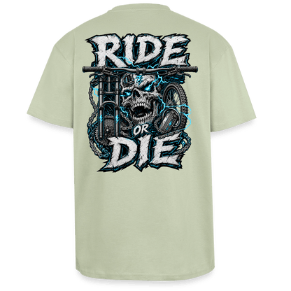 Spreadconnect Oversized Heavyweight Unisex T-Shirt Leichtes Salbeigrün / XS RIDE OR DIE - SKULL - BYB Oversized Heavyweight Unisex T-Shirt E-Bike-Community