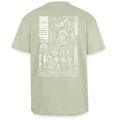 Spreadconnect Oversized Heavyweight Unisex T-Shirt Leichtes Salbeigrün / XS SONS OF BATTERY - FULL POWER - Oversized Heavyweight Unisex T-Shirt E-Bike-Community