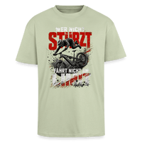 Spreadconnect Oversized Heavyweight Unisex T-Shirt Leichtes Salbeigrün / XS WER NICHT STÜRZT FÄHRT NICHT AM LIMIT - Oversized Heavyweight Unisex T-Shirt E-Bike-Community