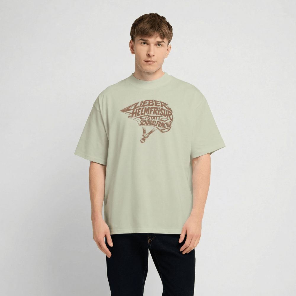 Spreadconnect Oversized Heavyweight Unisex T-Shirt Lieber Helmfrisur statt SchädelfrakturOversized Heavyweight Unisex T-Shirt E-Bike-Community