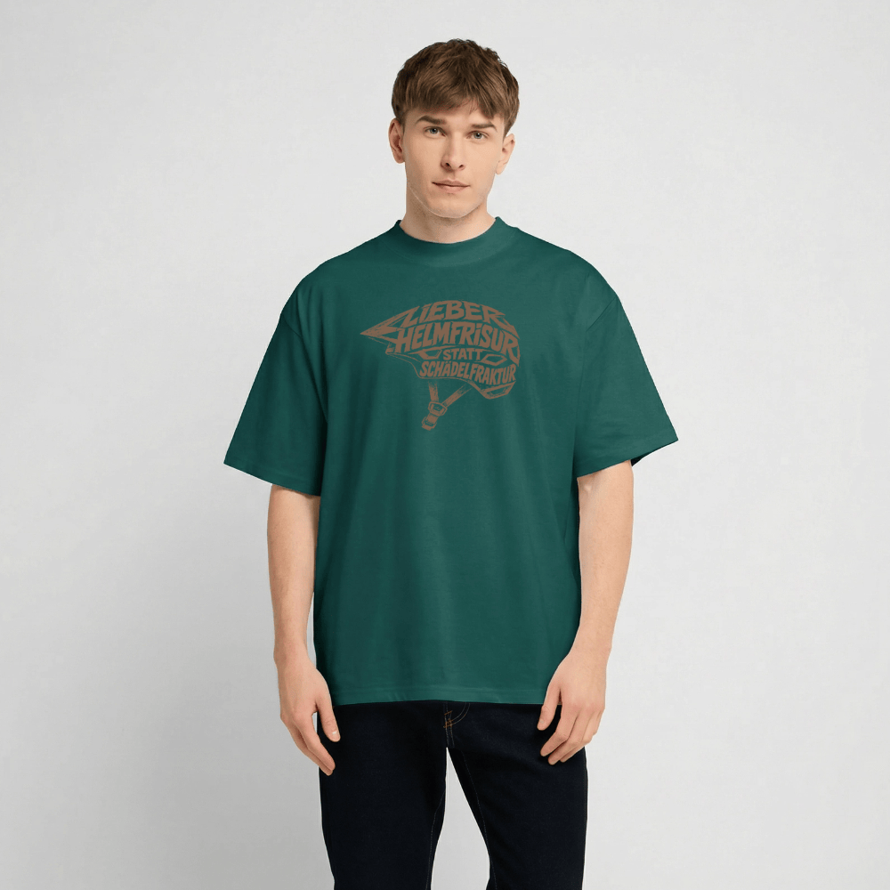 Spreadconnect Oversized Heavyweight Unisex T-Shirt Lieber Helmfrisur statt SchädelfrakturOversized Heavyweight Unisex T-Shirt E-Bike-Community