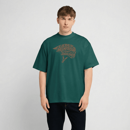 Spreadconnect Oversized Heavyweight Unisex T-Shirt Lieber Helmfrisur statt SchädelfrakturOversized Heavyweight Unisex T-Shirt E-Bike-Community
