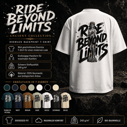 Spreadconnect Oversized Heavyweight Unisex T-Shirt RIDE BEYOND LIMITS - ANCIENT SOB - Oversized Heavyweight Unisex T-Shirt E-Bike-Community