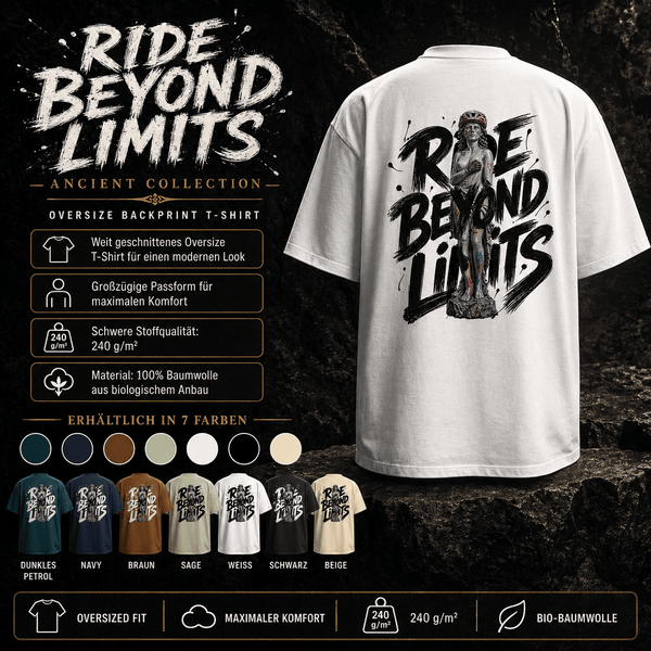 RIDE BEYOND LIMITS - ANCIENT SOB - Oversized Heavyweight Unisex T-Shirt