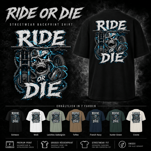 RIDE OR DIE - SKULL - BYB Oversized Heavyweight Unisex T-Shirt