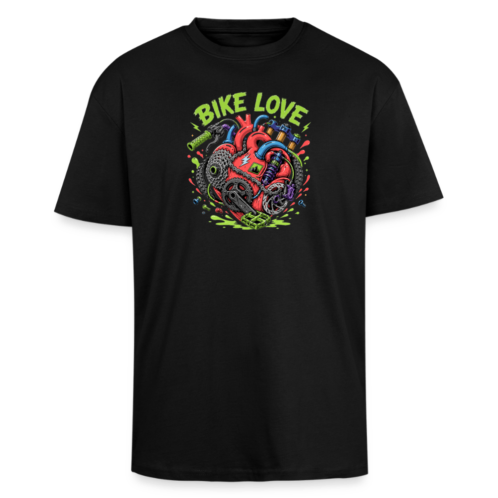 Spreadconnect Oversized Heavyweight Unisex T-Shirt Schwarz / XS BIKE LOVE - Oversized Heavyweight Unisex T-Shirt E-Bike-Community