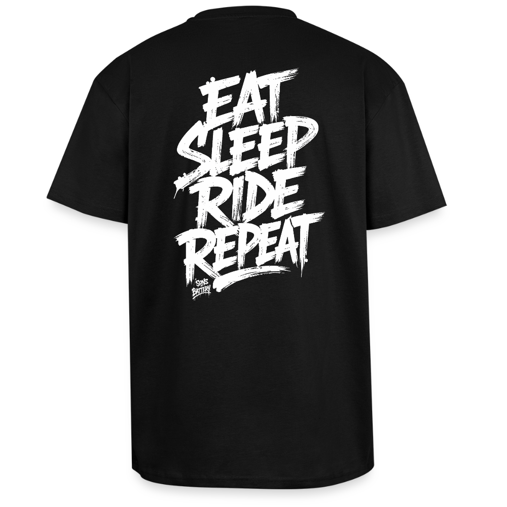 Spreadconnect Oversized Heavyweight Unisex T-Shirt Schwarz / XS EAT SLEEP RIDE REPEAT - Oversized Heavyweight Unisex T-Shirt E-Bike-Community