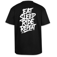 Spreadconnect Oversized Heavyweight Unisex T-Shirt Schwarz / XS EAT SLEEP RIDE REPEAT - Oversized Heavyweight Unisex T-Shirt E-Bike-Community