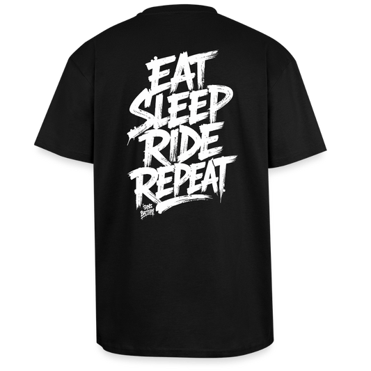 Spreadconnect Oversized Heavyweight Unisex T-Shirt Schwarz / XS EAT SLEEP RIDE REPEAT - Oversized Heavyweight Unisex T-Shirt E-Bike-Community