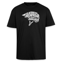 Spreadconnect Oversized Heavyweight Unisex T-Shirt Schwarz / XS Lieber Helmfrisur statt Schädelfraktur - WEISSES MOTIV -Oversized Heavyweight Unisex T-Shirt E-Bike-Community