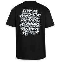 Spreadconnect Oversized Heavyweight Unisex T-Shirt Schwarz / XS LIFE IS TOO SHORT TO RIDE BORING BIKES - Oversized Heavyweight Unisex T-Shirt E-Bike-Community