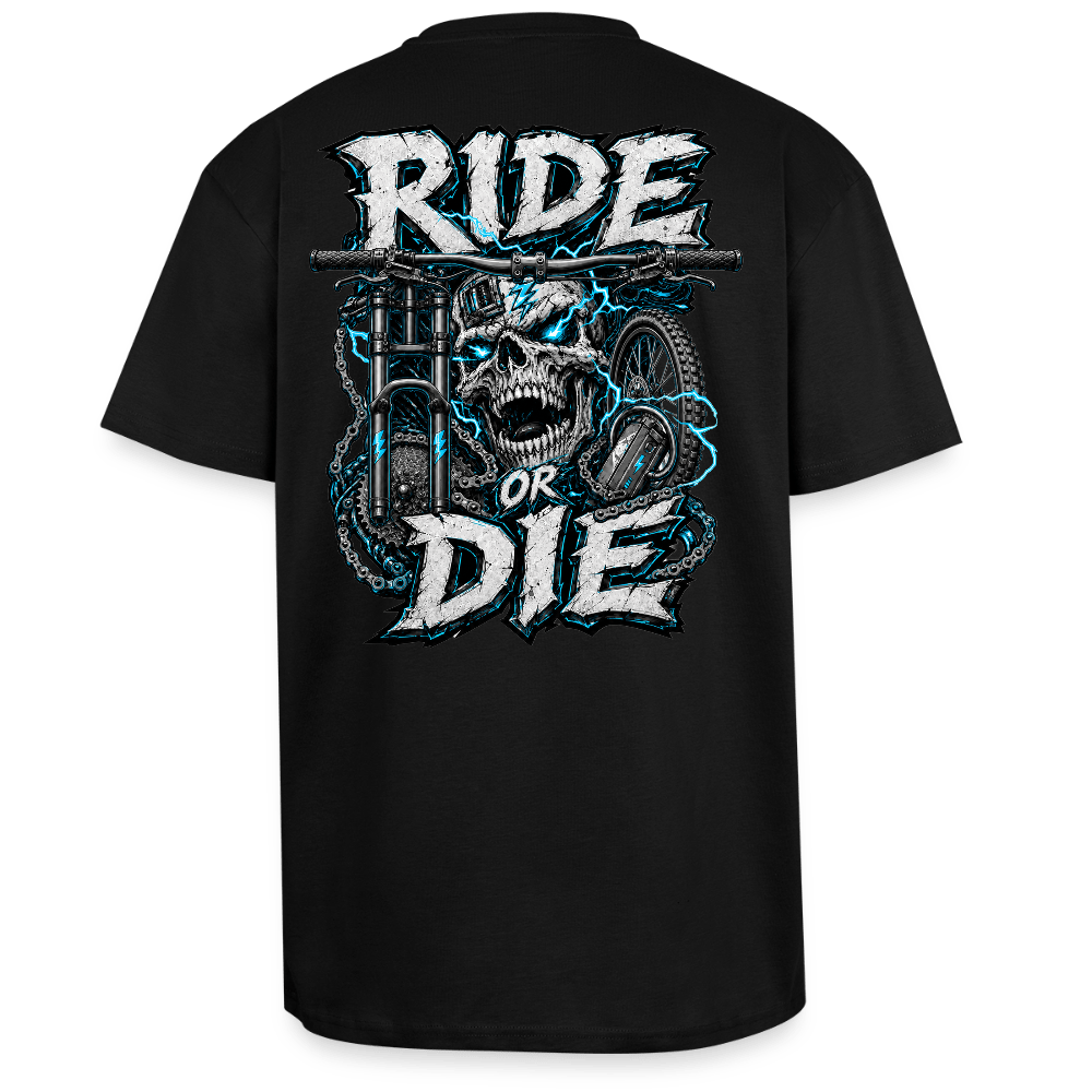 Spreadconnect Oversized Heavyweight Unisex T-Shirt Schwarz / XS RIDE OR DIE - SKULL - BYB Oversized Heavyweight Unisex T-Shirt E-Bike-Community