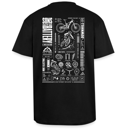 Spreadconnect Oversized Heavyweight Unisex T-Shirt Schwarz / XS SONS OF BATTERY - FULL POWER - Oversized Heavyweight Unisex T-Shirt E-Bike-Community
