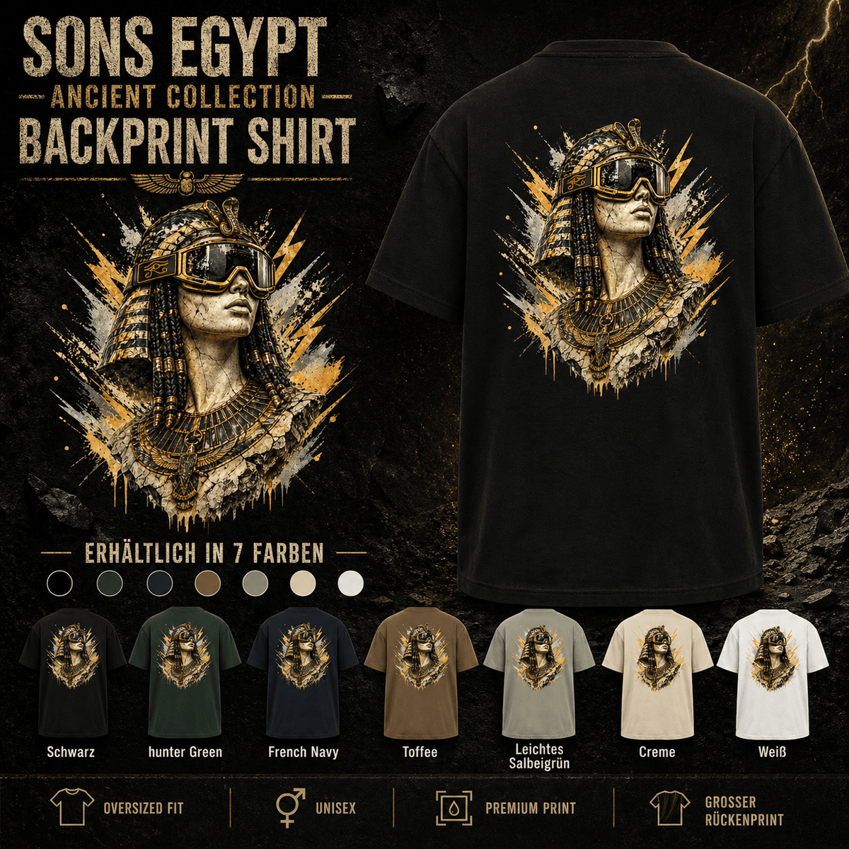 Spreadconnect Oversized Heavyweight Unisex T-Shirt SONS EGYPT ANCIENT - Oversized Heavyweight Unisex T-Shirt E-Bike-Community