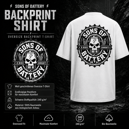 Spreadconnect Oversized Heavyweight Unisex T-Shirt SONS OF BATTERY - BATSKULL - Oversized Heavyweight Unisex T-Shirt E-Bike-Community