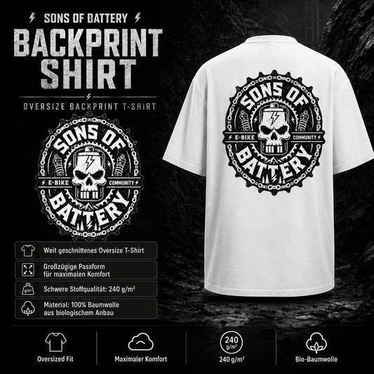 Spreadconnect Oversized Heavyweight Unisex T-Shirt SONS OF BATTERY - BATSKULL - Oversized Heavyweight Unisex T-Shirt E-Bike-Community