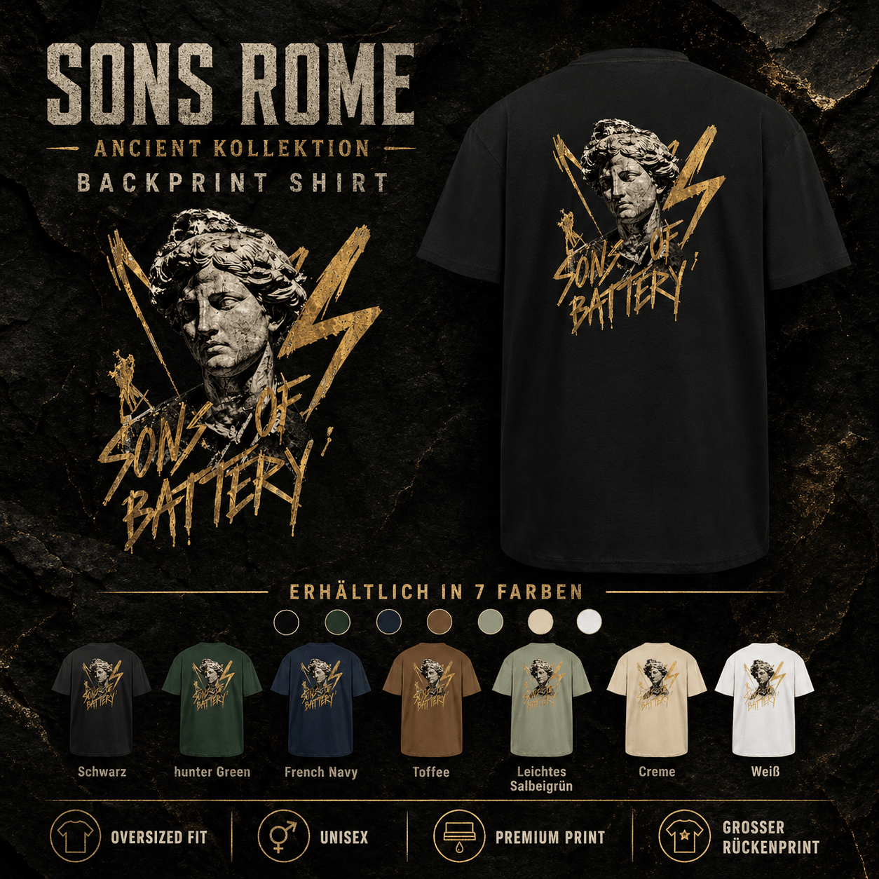 Spreadconnect Oversized Heavyweight Unisex T-Shirt SONS ROME ANCIENT versized Heavyweight Unisex T-Shirt E-Bike-Community