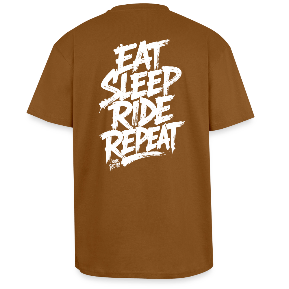 Spreadconnect Oversized Heavyweight Unisex T-Shirt Toffee / XS EAT SLEEP RIDE REPEAT - Oversized Heavyweight Unisex T-Shirt E-Bike-Community