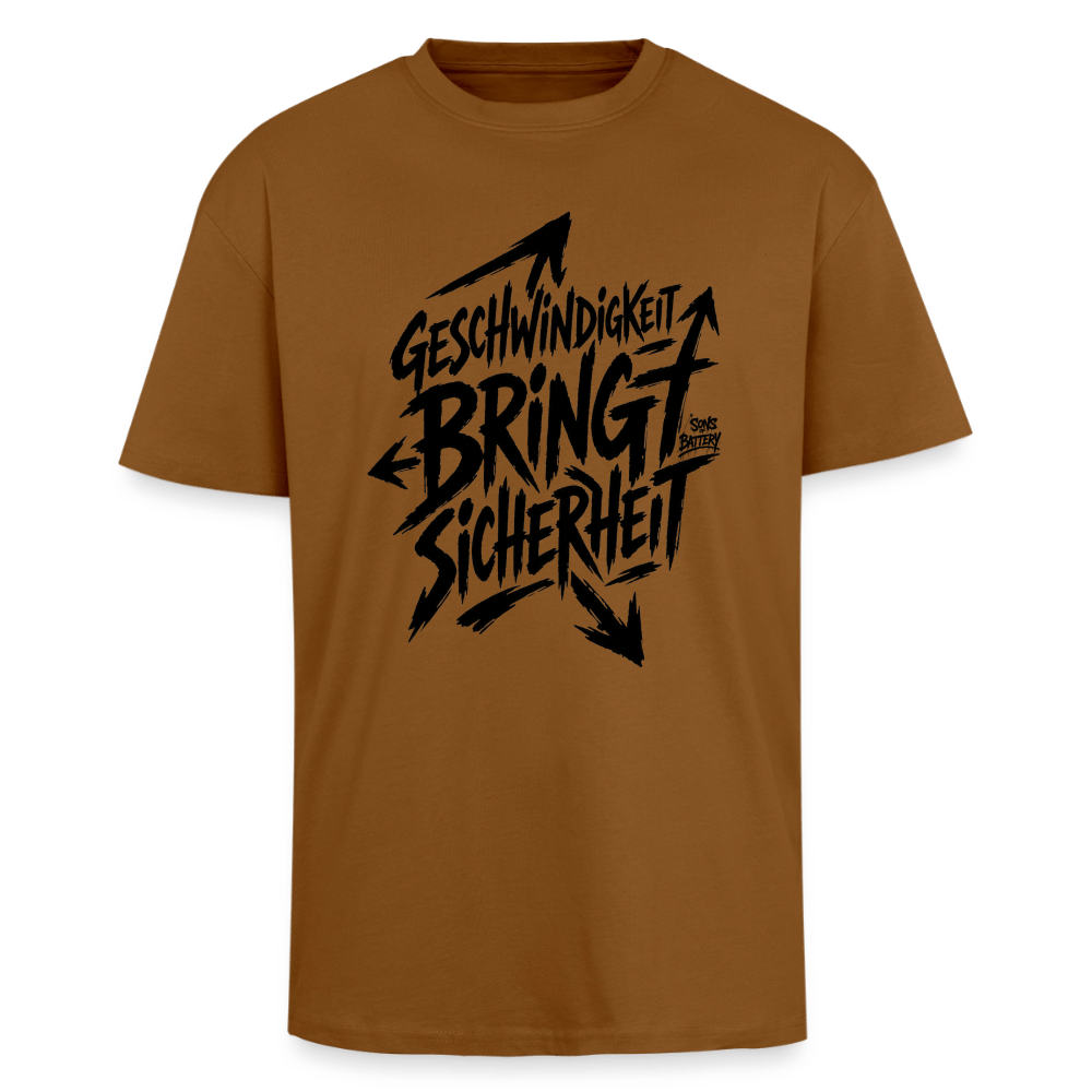 Spreadconnect Oversized Heavyweight Unisex T-Shirt Toffee / XS Geschwindigkeit bringt Sicherheit - Oversized Heavyweight Unisex T-Shirt E-Bike-Community