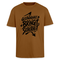 Spreadconnect Oversized Heavyweight Unisex T-Shirt Toffee / XS Geschwindigkeit bringt Sicherheit - Oversized Heavyweight Unisex T-Shirt E-Bike-Community