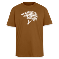 Spreadconnect Oversized Heavyweight Unisex T-Shirt Toffee / XS Lieber Helmfrisur statt Schädelfraktur - WEISSES MOTIV -Oversized Heavyweight Unisex T-Shirt E-Bike-Community