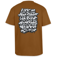 Spreadconnect Oversized Heavyweight Unisex T-Shirt Toffee / XS LIFE IS TOO SHORT TO RIDE BORING BIKES - Oversized Heavyweight Unisex T-Shirt E-Bike-Community