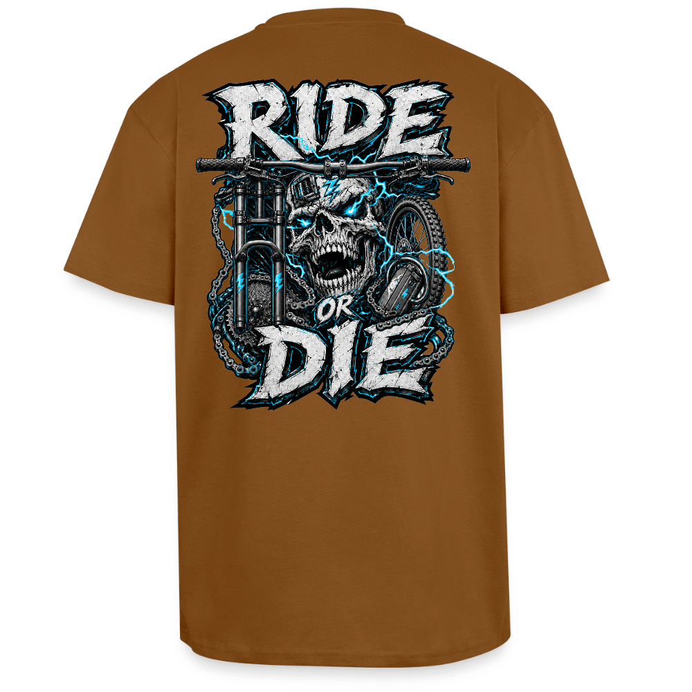 Spreadconnect Oversized Heavyweight Unisex T-Shirt Toffee / XS RIDE OR DIE - SKULL - BYB Oversized Heavyweight Unisex T-Shirt E-Bike-Community