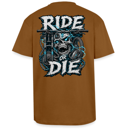 Spreadconnect Oversized Heavyweight Unisex T-Shirt Toffee / XS RIDE OR DIE - SKULL - BYB Oversized Heavyweight Unisex T-Shirt E-Bike-Community