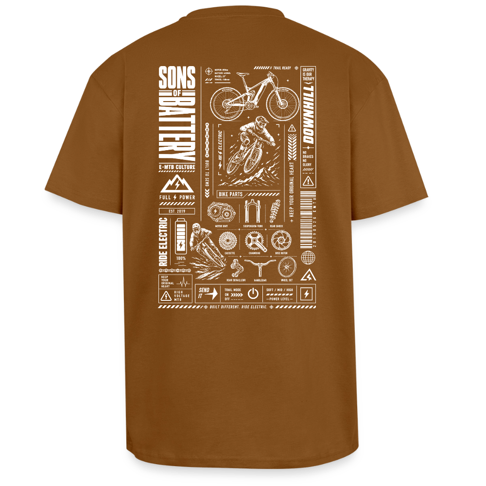 Spreadconnect Oversized Heavyweight Unisex T-Shirt Toffee / XS SONS OF BATTERY - FULL POWER - Oversized Heavyweight Unisex T-Shirt E-Bike-Community