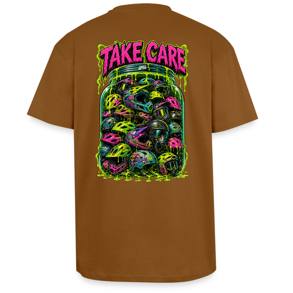 Spreadconnect Oversized Heavyweight Unisex T-Shirt Toffee / XS TAKE CARE - Oversized Heavyweight Unisex T-Shirt E-Bike-Community