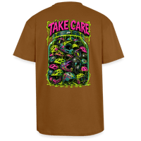 Spreadconnect Oversized Heavyweight Unisex T-Shirt Toffee / XS TAKE CARE - Oversized Heavyweight Unisex T-Shirt E-Bike-Community