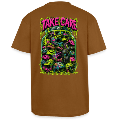 Spreadconnect Oversized Heavyweight Unisex T-Shirt Toffee / XS TAKE CARE - Oversized Heavyweight Unisex T-Shirt E-Bike-Community