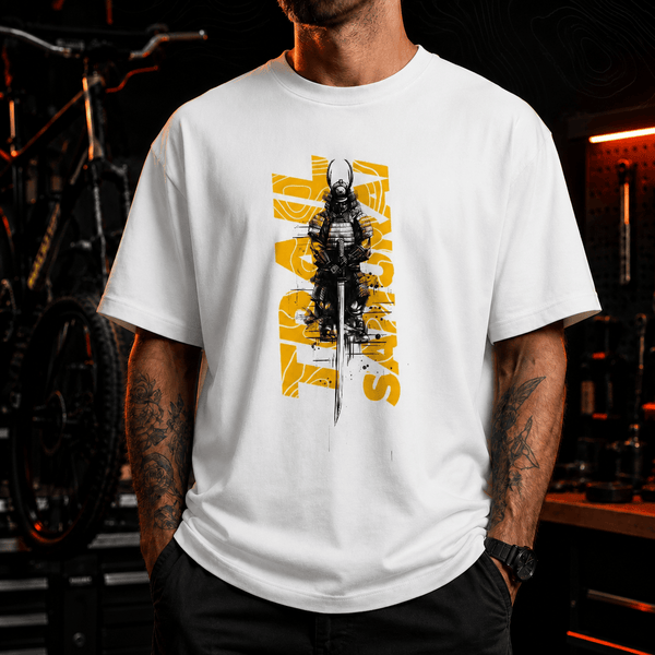Spreadconnect Oversized Heavyweight Unisex T-Shirt Trail Samurai Front – Oversized Unisex T-Shirt E-Bike-Community
