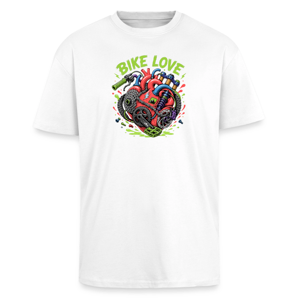 Spreadconnect Oversized Heavyweight Unisex T-Shirt Weiß / XS BIKE LOVE - Oversized Heavyweight Unisex T-Shirt E-Bike-Community