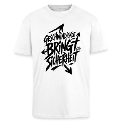 Spreadconnect Oversized Heavyweight Unisex T-Shirt Weiß / XS Geschwindigkeit bringt Sicherheit - Oversized Heavyweight Unisex T-Shirt E-Bike-Community