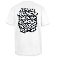 Spreadconnect Oversized Heavyweight Unisex T-Shirt Weiß / XS LIFE IS TOO SHORT TO RIDE BORING BIKES - Oversized Heavyweight Unisex T-Shirt E-Bike-Community